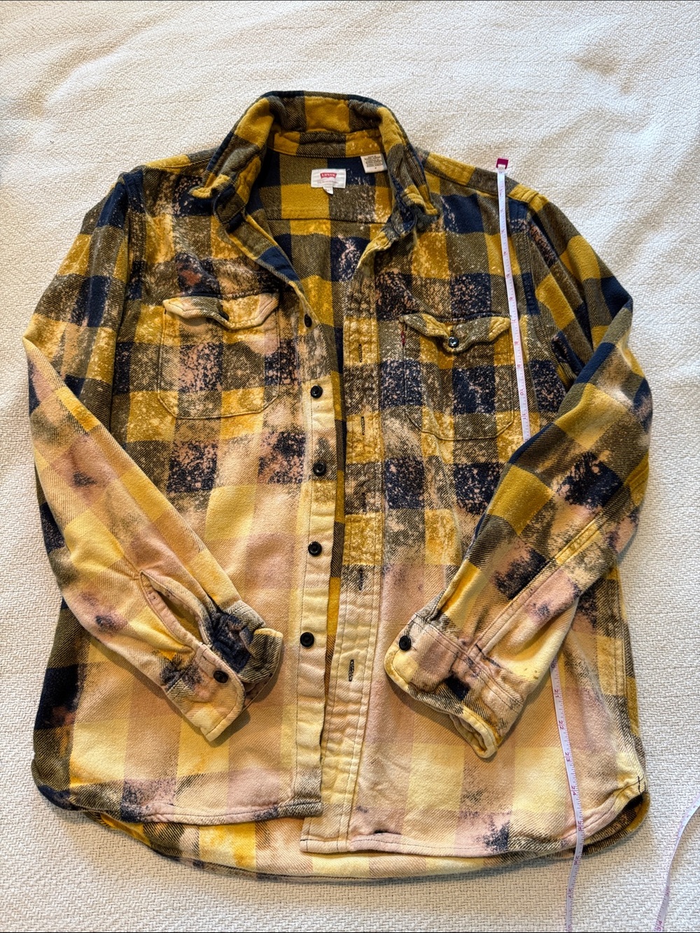 Levi's Yellow and Navy Blue Plaid Flannel Button Down Shirt